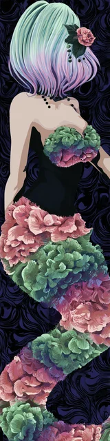 Free mermaid bookmark featuring a faceless mermaid on a black background